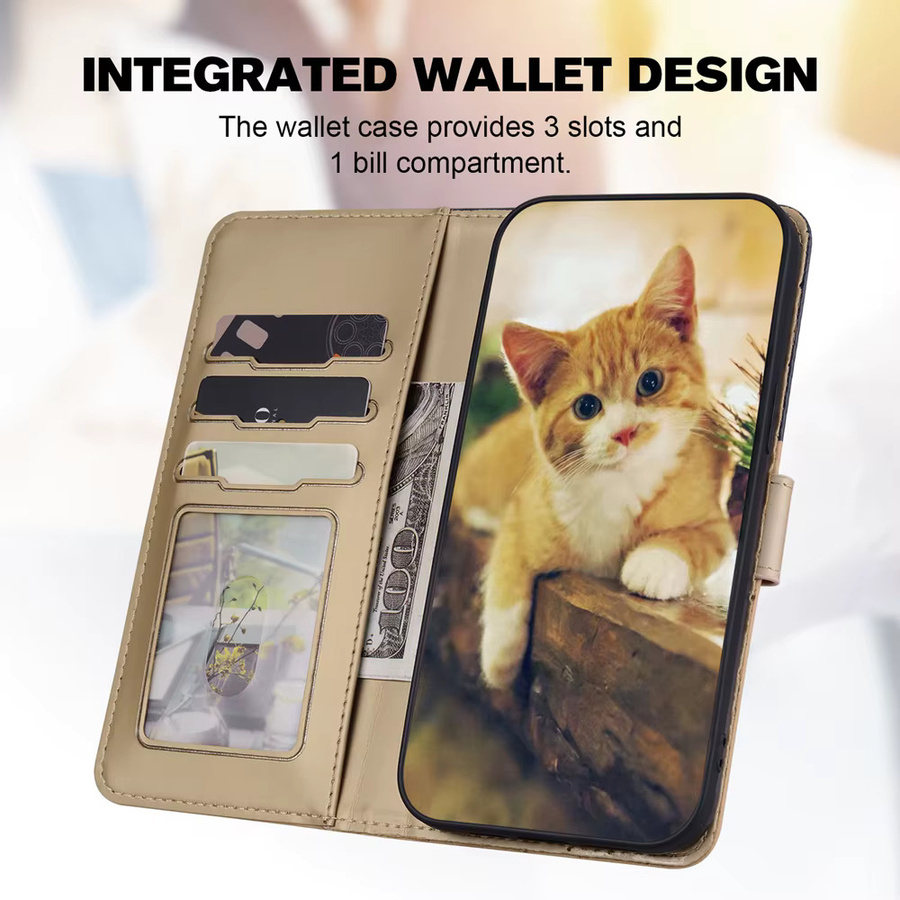 Premium Leder Flip Case mit Katzen-Design für Google Pixel 9 Pro XL 8 7 6 Pro und weitere Modelle, Wallet Cover mit Kartensteckplatz, Schwarz/Mehrfarbig - Bild 5