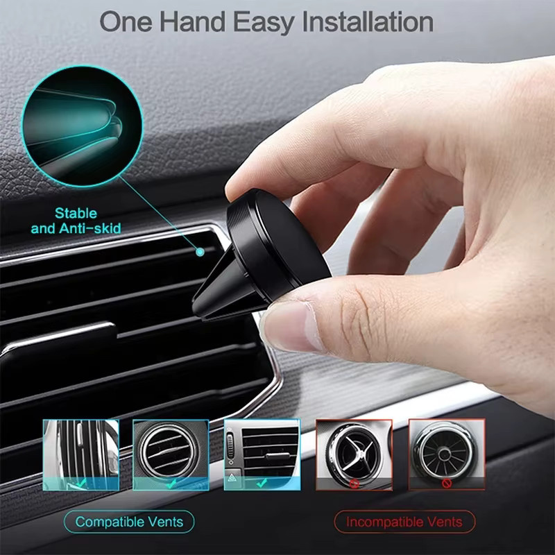 Opansten Magnetische Auto-Handyhalterung für Lüftungsschlitze in Schwarz mit GPS-Unterstützung für iPhone, Samsung, Xiaomi und Huawei - Bild 3