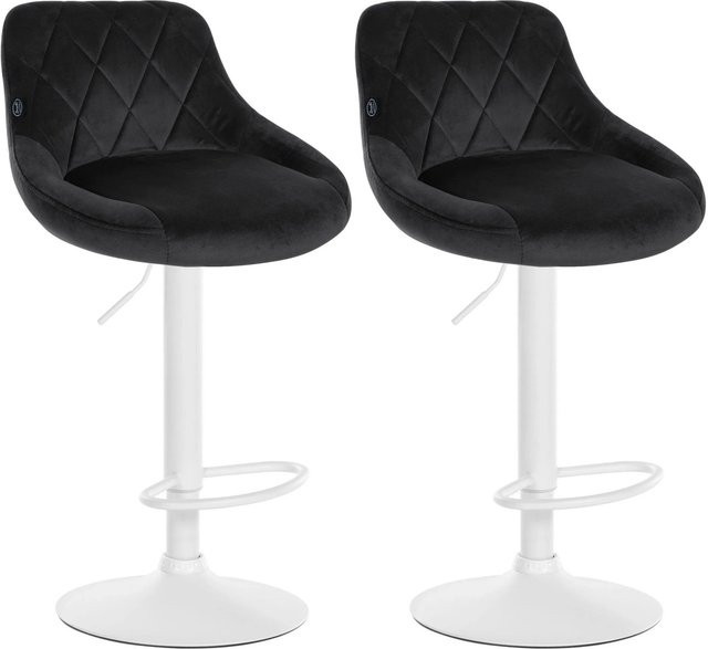 DELUKE 2er Set Barhocker FALON aus Samt in Schwarz, drehbar mit Lehne, B/T/H: 46 x 49 x 83 cm - Bild 1