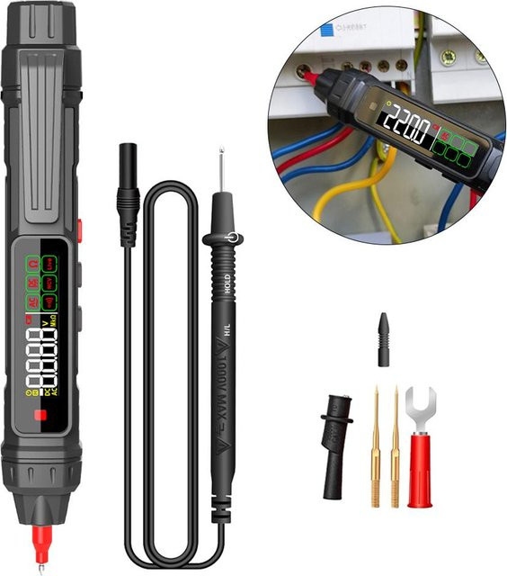 Anself Digitalmultimeter in Stiftform, professionelles AC/DC Spannungstester Strommessgerät mit 4000 Zählungen, schwarz - Bild 1