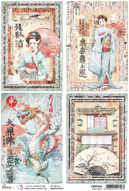 Motiv-Strohseide Ciao Bella Land of the Rising Sun Japanische Karten in Multicolor, Format A4 - Bild 1