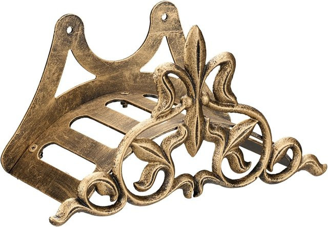 Relaxdays Schlauchhalter Wandhalterung aus Gusseisen in Bronze, wetterfest, B/T/H: 16 x 29 x 14 cm - Bild 1