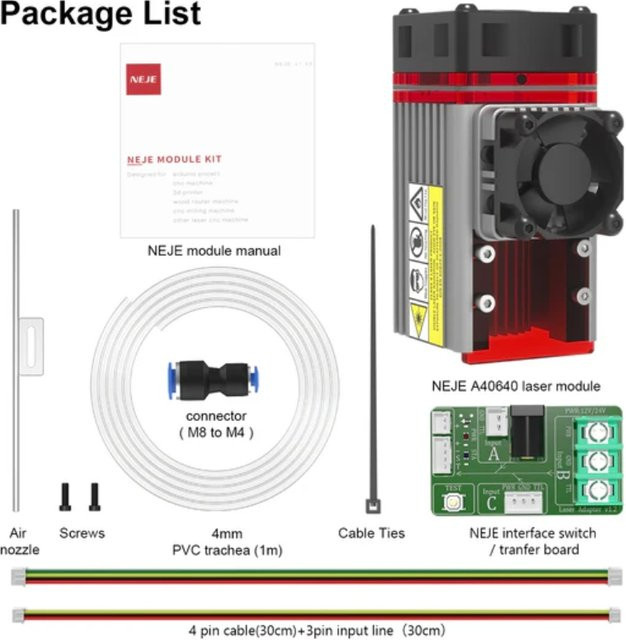 NEJE Laserkopfmodul-Kit High Power 450nm TTL-Modul für Lasergravurmaschinen und DIY-Werkzeuge - Bild 1