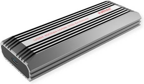 Roline Externes M.2 NVMe SSD-Gehäuse mit USB 4 Gen 3x2 Typ C in Anthrazit/Grau - Bild 1
