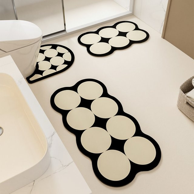 VIKAMA 3er-Set Badezimmer-Teppiche im Nordic Minimalist Design mit Polka Dot Muster, rutschfest und saugfähig - Bild 1