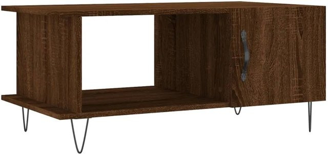 vidaXL Couchtisch in Braun mit Eichen-Optik aus Holzwerkstoff und Eisen, B/T/H: 90 x 50 x 40 cm - Bild 1
