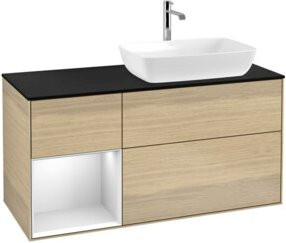 V&B Waschtischunterschrank Finion in Weiß Lack und Eiche, Breite: 120 cm, Tiefe: 50,1 cm, Höhe: 50,1 cm - Bild 1