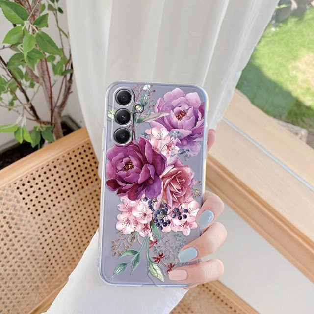 Stoßfeste Silikon-Schutzhülle mit Sonnenblumen-Muster für Samsung Galaxy A55 A54 A34 A15 5G sowie S24 S23 Ultra in Transparent - Bild 1