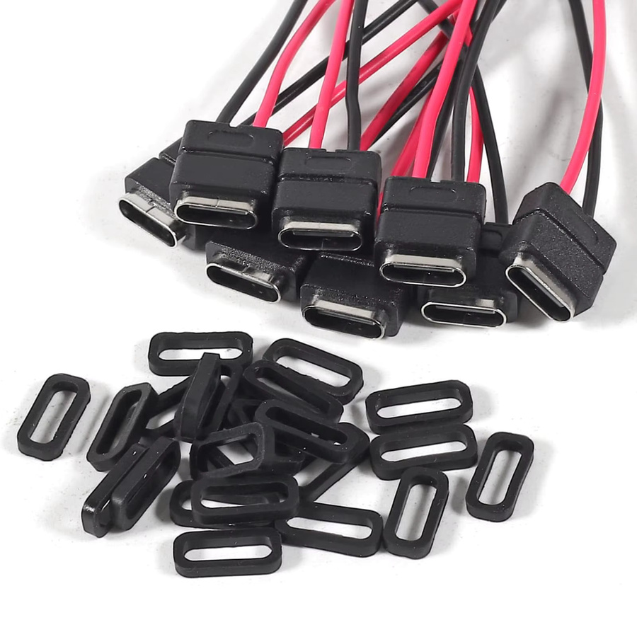 AOKIN USB-C Pigtail-Kabel 2-polig mit Lötanschluss, 5V 2,5A, Schwarz - Bild 3