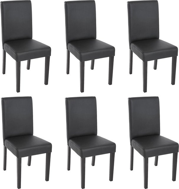 CHEFGASTRO Esszimmerstuhl 6er-Set aus Kunstleder mit Holzbeinen in Schwarz Matt, B/T/H: 90 x 43 x 56 cm, Sitzhöhe: 45 cm - Bild 1