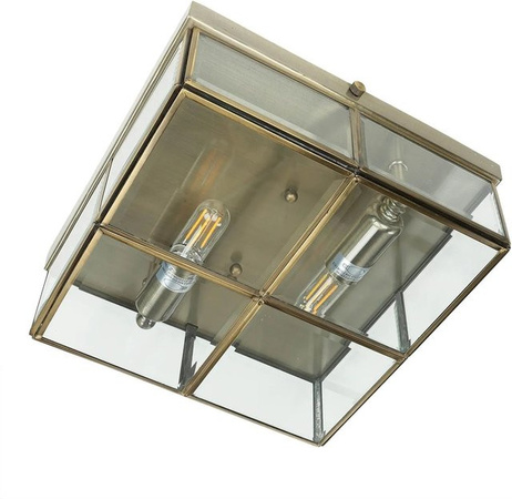Licht-Erlebnisse Eckige Deckenleuchte aus Metall und Glas in Bronze, Breite: 25 cm