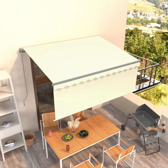 Furnicato Markise manuell einziehbar mit Rollo in Creme aus Aluminium und Polyestergewebe B: 3 m, H: 25 m - Bild 1