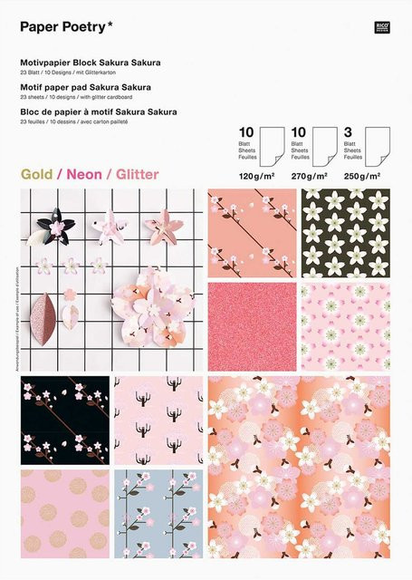 Rico Design Paper Poetry Motivpapierblock Sakura Sakura, A4, 23 Blatt, Multicolour - Bild 1