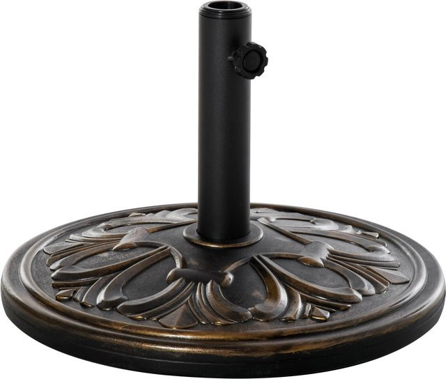 Furnicato Sonnenschirmständer in Antik Bronze mit geflochtenem Korbdesign und 13 kg Gewicht für Schirmstangen mit 35 mm, 38 mm oder 48 mm Durchmesser - Bild 1