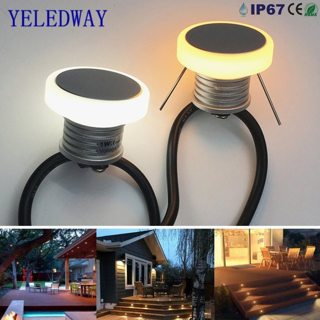 YELEDWAY LED Einbauleuchte für Außentreppen und Garten in Weiß, IP65 wasserdicht, 1W 12V, rund, kühles Weiß - Bild 1