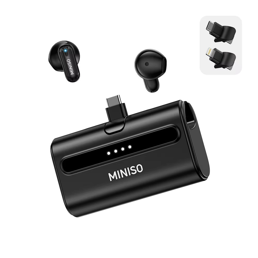MINISO MS123 Kabellose In-Ear Bluetooth Kopfhörer mit Powerbank in Schwarz für Typ-C und iOS - Bild 4