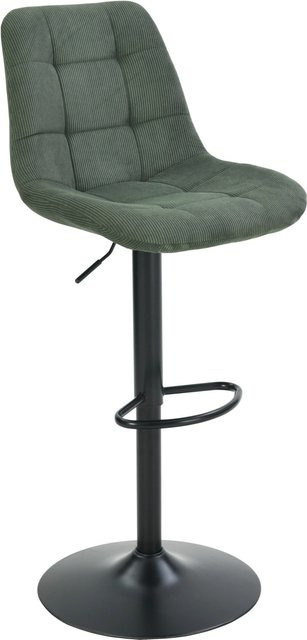 Mömax Barhocker Nino modern in Grün/Schwarz mit Cord und Metallgestell, Höhe: 116 cm, Breite: 53 cm, Tiefe: 46 cm - Bild 1