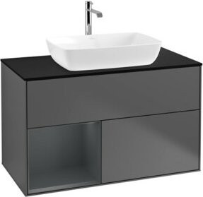 V&B Waschtischunterschrank Finion 100 Wandbeleuchtung in Anthrazit lackiert B/T/H: 100 x 50,1 x 50,1 cm - Bild 1