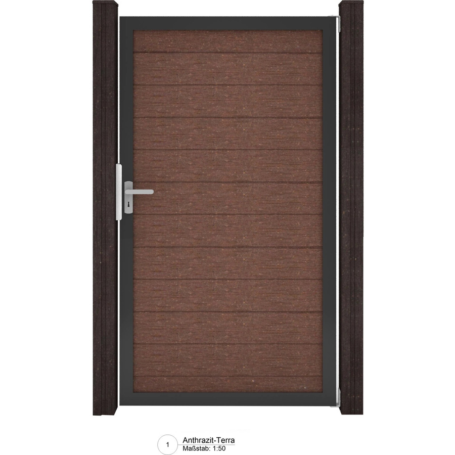 GroJa Solid Steckzaun Tor Universal-DIN Terra in Braun, Sondermaß bis max. Breite: 150 cm, Höhe: 180 cm - Bild 2