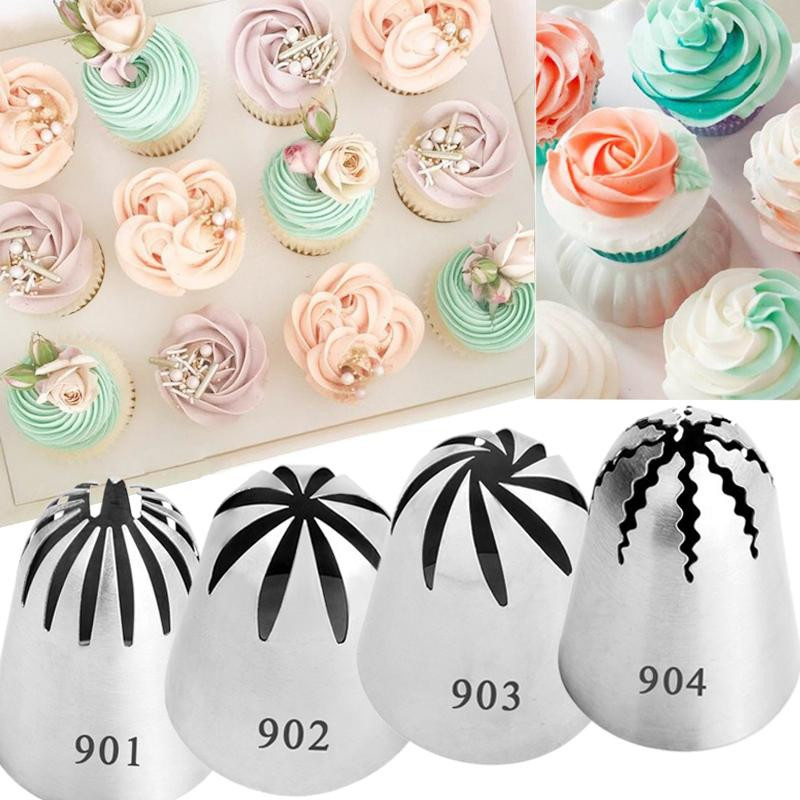 Your Warm Home Edelstahl Stern-Tüllen Set für Randverzierung von Kuchen, Fondant und Cupcakes, Farbe: Silber - Bild 1