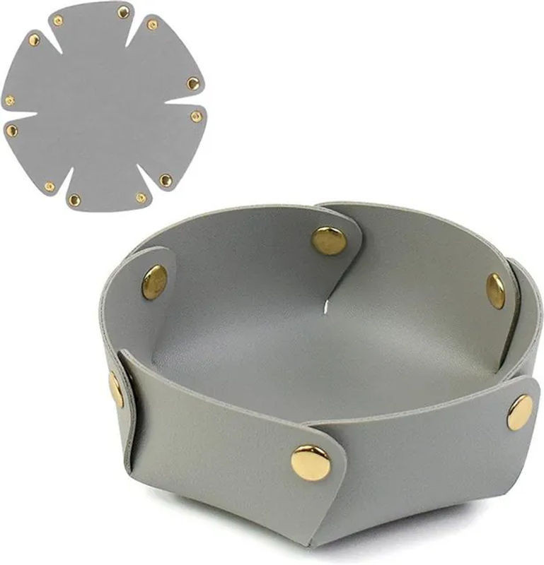CosyHome Hexagonales Organizer-Tablett aus PU-Leder für Schlüssel und Kleinteile, Braun oder Grau - Bild 1