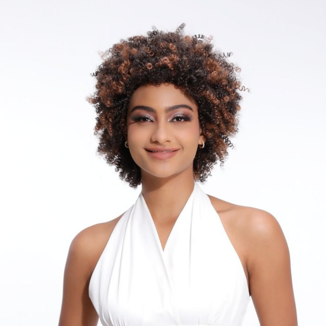 Blice Synthetische Perücke, Afro Lockig, Kurz, Damen, Farbe 4/30 Blond - Bild 1