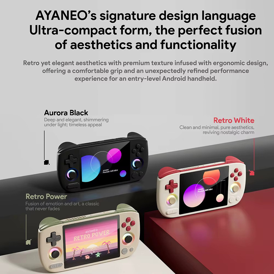 AYANEO Retro Handheld-Spielkonsole mit 4,2 Zoll Bildschirm, MTK Helio G90T Prozessor und Hall-Joystick in Schwarz - Bild 3