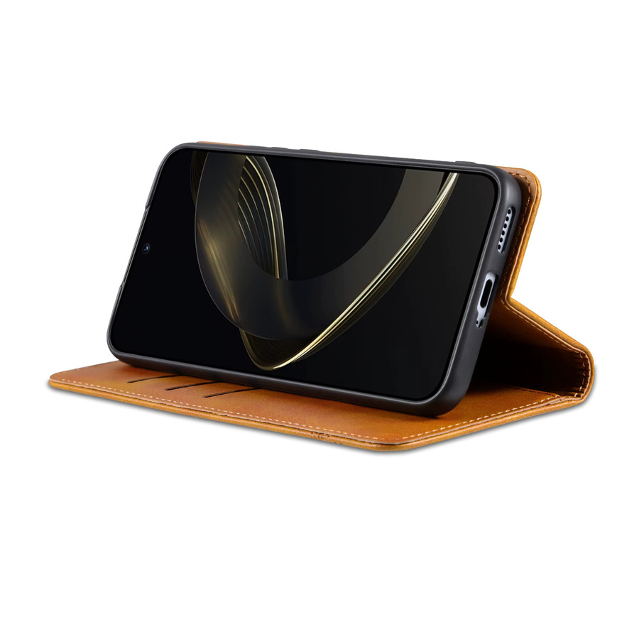 Magnetische Leder-Handyhülle von aierkeba für Samsung Galaxy S26 S25 Edge S24 Ultra S23 S22 S21 FE S20 Plus 5G mit Kartenfach und Brieftasche in Braun - Bild 3