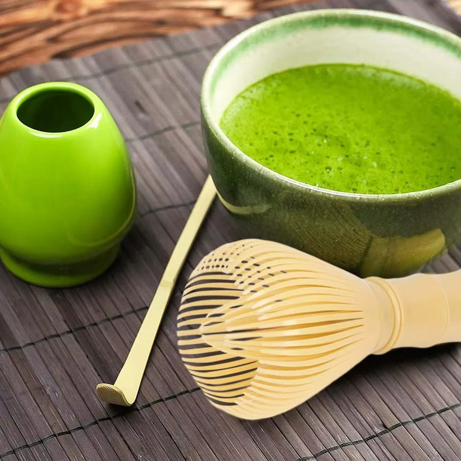Matcha-Schneebesen Chasen aus Harz mit Schneebesenhalter für die Teezeremonie, Grün - Bild 4