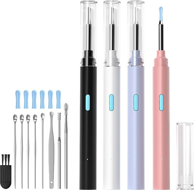 VISHRT WLAN-Ohrenreiniger mit Kamera, Digitales Ohrenendoskop mit 6-LED-Ohrlöffel und 4,2mm Spitze, Schwarz - Bild 1