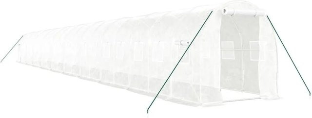 vidaXL Gewächshaus mit Stahlrahmen und Polycarbonat in Weiß, B x T x H: 20 x 2 x 2 m - Bild 1