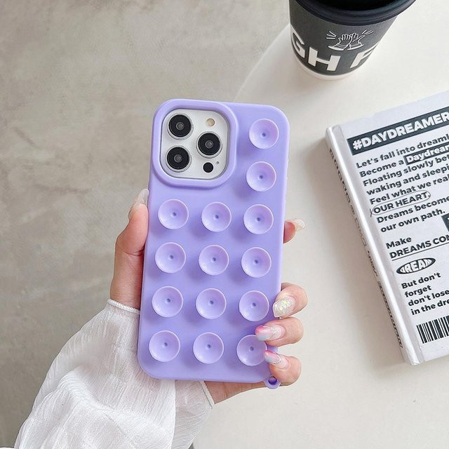 TUNEDEE Silikon Handyhülle mit Saugnapf für iPhone 11 bis 16 Pro Max, rutschfest und stoßfest, Farbe: Purple - Bild 1