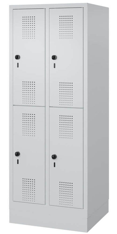 BIGBOXX Schulspind Doppelstock in Weiß aus Metall mit Scharniertüren und Schloss - Bild 1