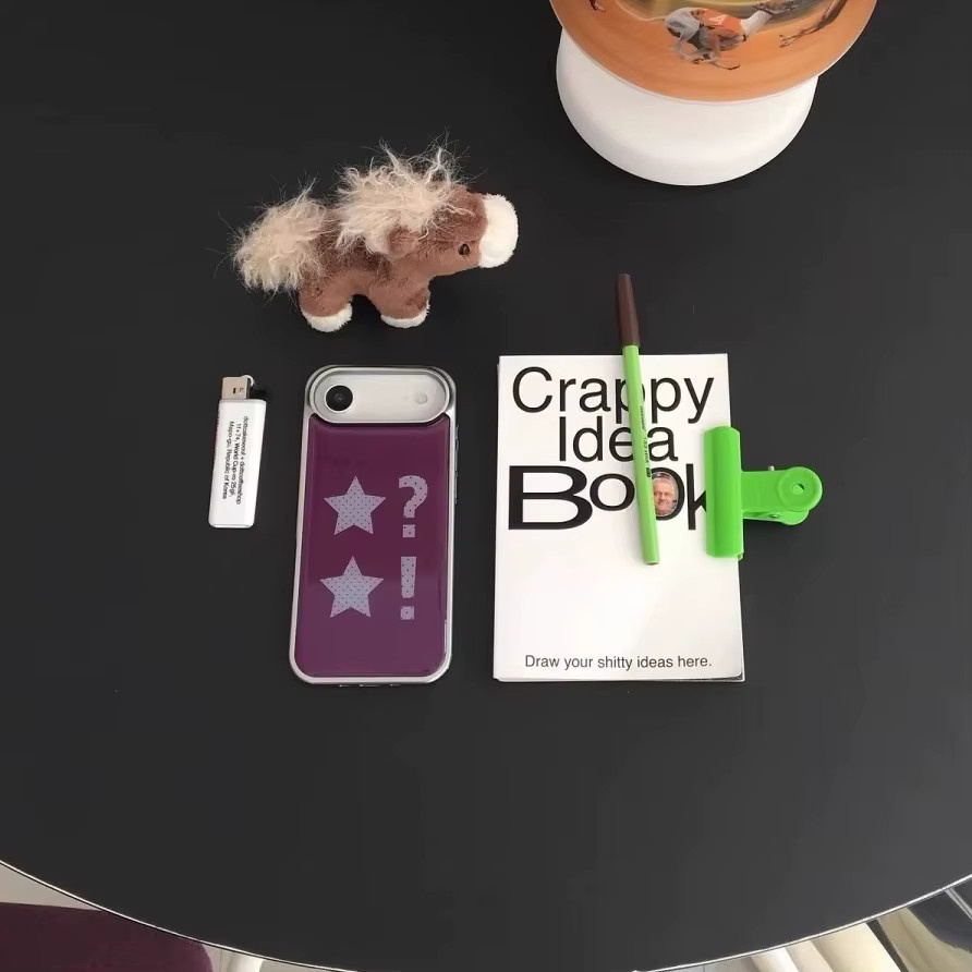 DecoPhone Handyhülle im koreanischen Ins-Stil mit lila Sternen und Polka Dots für iPhone 11 bis iPhone 17 Pro Max, Transparent/Lila, Epoxy TPU Anti-Drop Schutzhülle - Bild 2