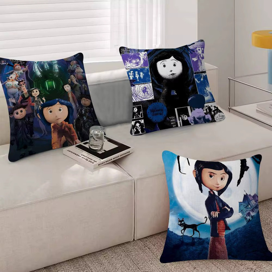 Beast Kingdom 5D Anime C-Coraline Kissenbezug im Farmhouse-Stil, quadratisches Dekokissen in Blau, B/T/H: 30 x 30 x 30 cm - Bild 2