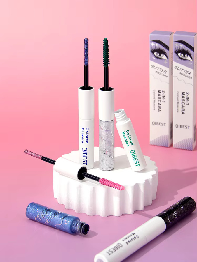 QIBEST Double Ended Diamond Glitter Mascara, Blau, Schimmernd, Unisex - Bild 6