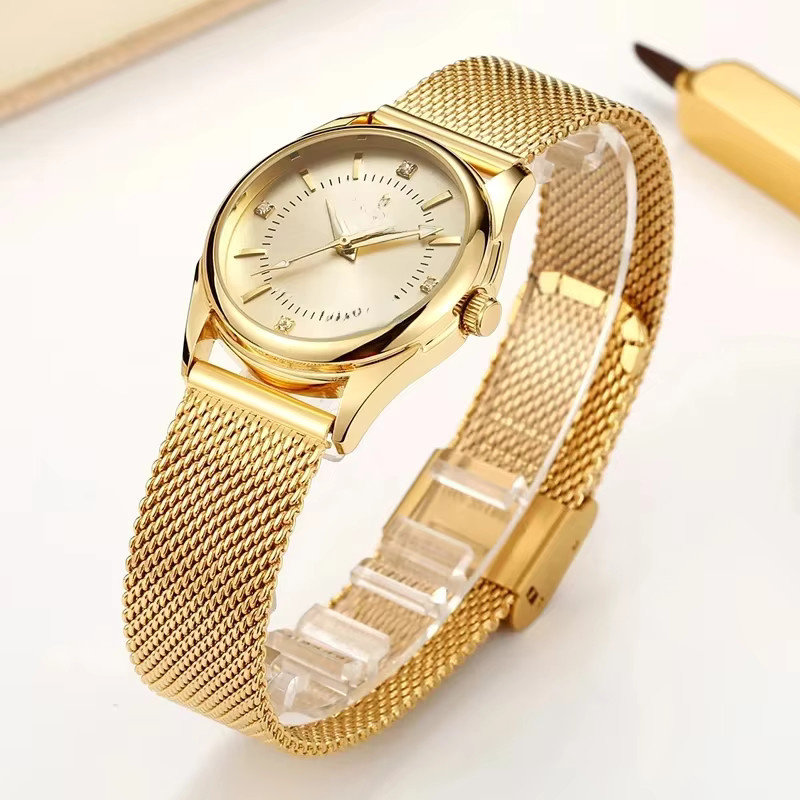 WWOOR Armbanduhr, Quarz, Edelstahl, Gold, Diamant, Damen - Bild 1