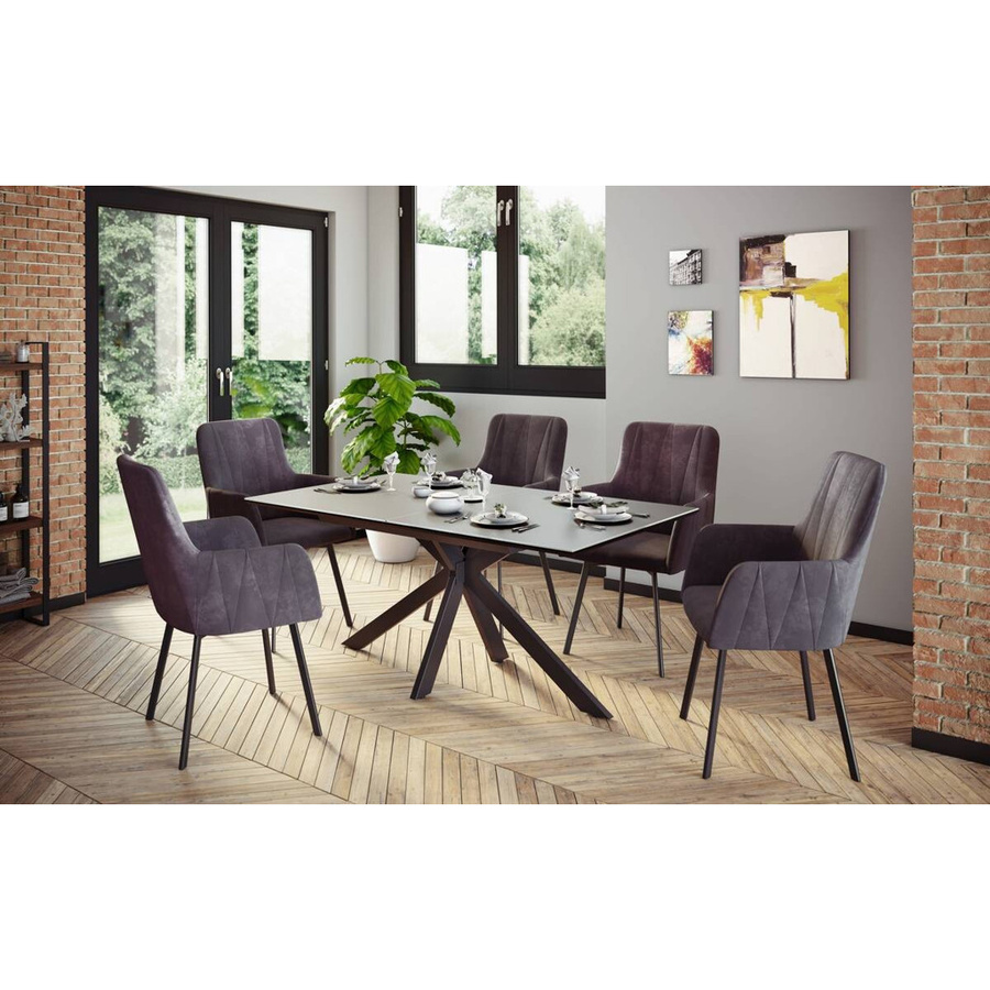 2er Set Stühle Hela im Vintage-Design aus Microfaser und Metall, Farbe: Anthrazit, B/H/T: 56 x 88 x 64 cm - Bild 3