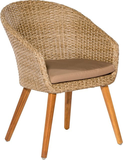 Merxx Arrone Gartensessel 2er Set aus Akazienholz und Kunststoffgeflecht in Beige B/H/T: 60 x 83 x 69 cm - Bild 1