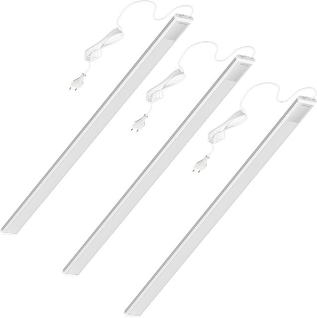 Oktaplex 3er Set Aluminium Unterschrankleuchten für die Küche, Neutralweiß 4000K, 1150 lm, Silber/Weiß, Länge: 90 cm - Bild 1