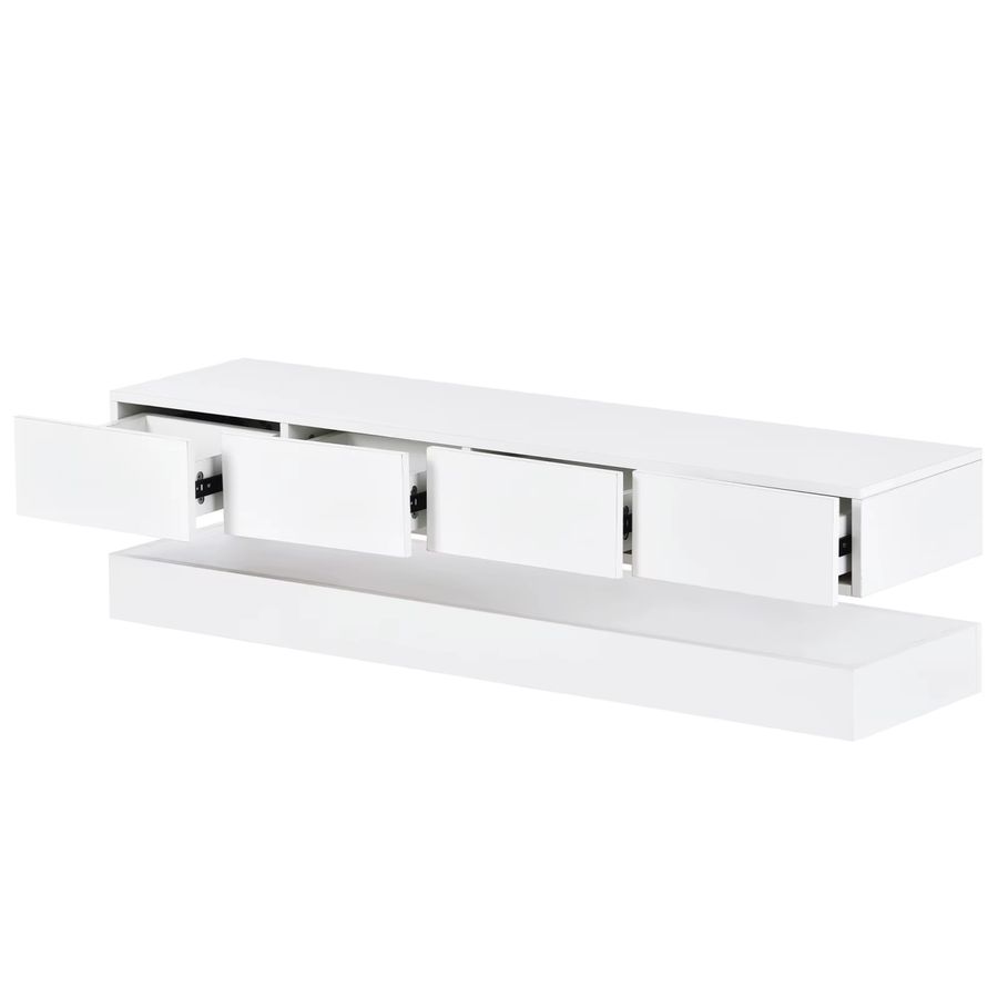 Comanlai LED-TV-Lowboard in Weiß mit 2 Schränken und 4 Schubladen, B/T/H: 130 x 33 x 15 cm - Bild 5