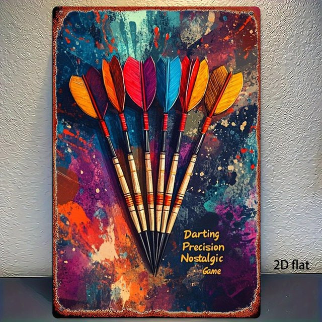 CIFBUY Retro Metall-Wandkunst Buntes Feder-Dart-Zinn-Schild Vintage Deko, Breite: 20,32 cm - Bild 1