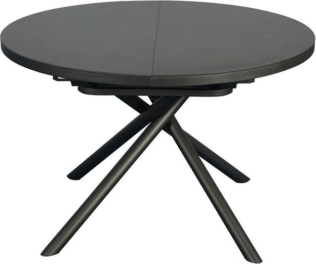 Vente-unique Esstisch Ferola aus Keramik mit Marmoreffekt in Grau und Braun, ausziehbar, B/T/H: 160 x 120 x 76 cm - Bild 1