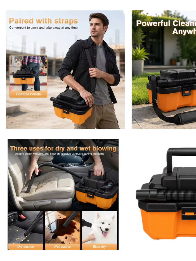 DeWalt Multifunktionaler 3-in-1 Nass- Trocken- Blas- und Saug-Staubsauger in Orange für 18V Lithium-Akku - Bild 6
