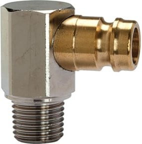 Riegler Temperier-Einstecknippel DN 9, 90 Grad mit Außengewinde R 3/8 aus Messing in Silber - Bild 1