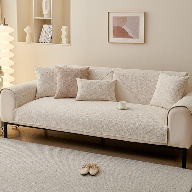 Super Six Chenille Sofakissen quadratisch in Grau und Beige, B/B: 70 x 70 cm - Bild 1