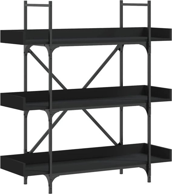 vidaXL Bücherregal mit 3 Böden in Schwarz im Industrial Design, B/T/H: 100 x 33 x 108,5 cm - Bild 1