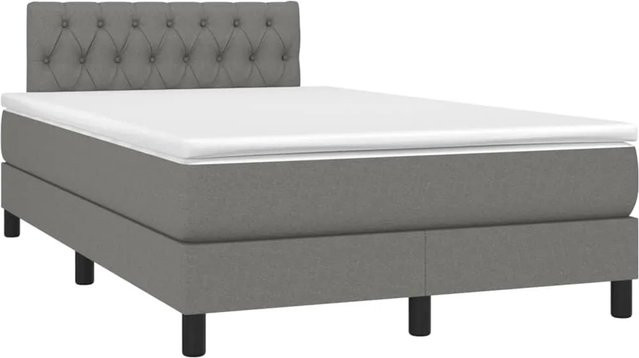 vidaXL Boxspringbett mit Matratze in Dunkelgrau, Hybridbett mit LED-Unterbettbeleuchtung und USB-Ladeanschluss, B/T: 120 x 200 cm - Bild 1