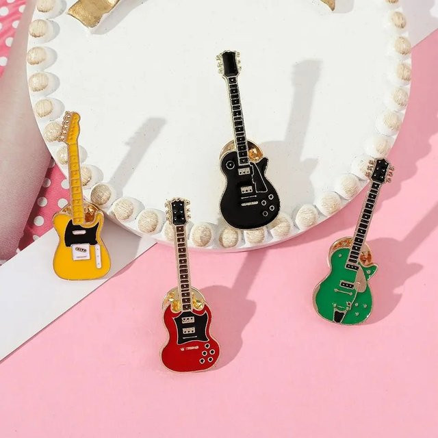 Brosche Gitarre, Metall, Emaille - Bild 1