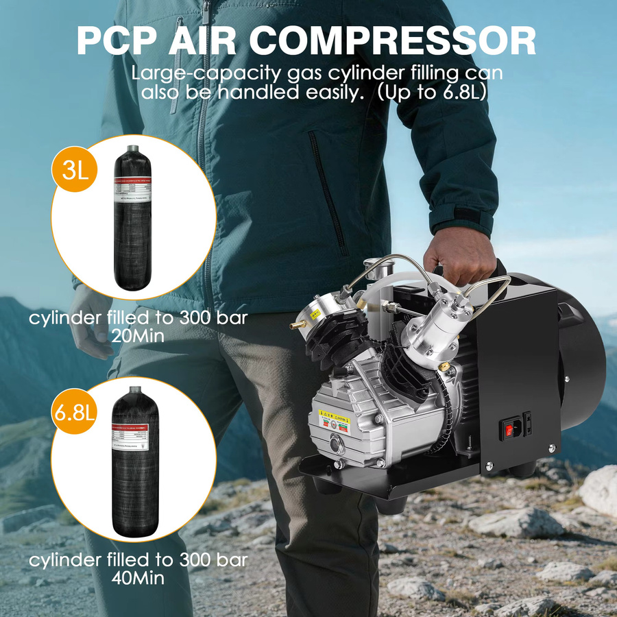 TUXING 300Bar PCP Luftkompressor 4500PSI Hochdruck-Pneumatikkompressor mit Wasserkühlsystem für Luftgewehr und Tauchen - Bild 5